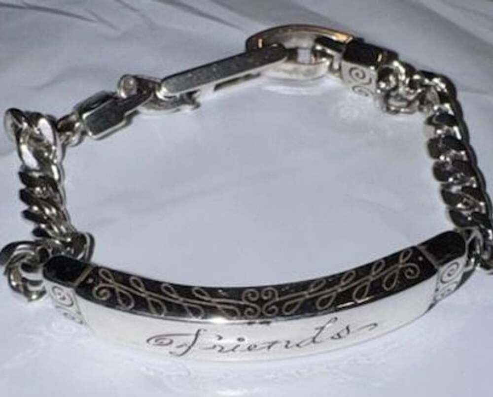 Brighton Friends ID Bracelet Silver Plated Etched Friendship Bar Link